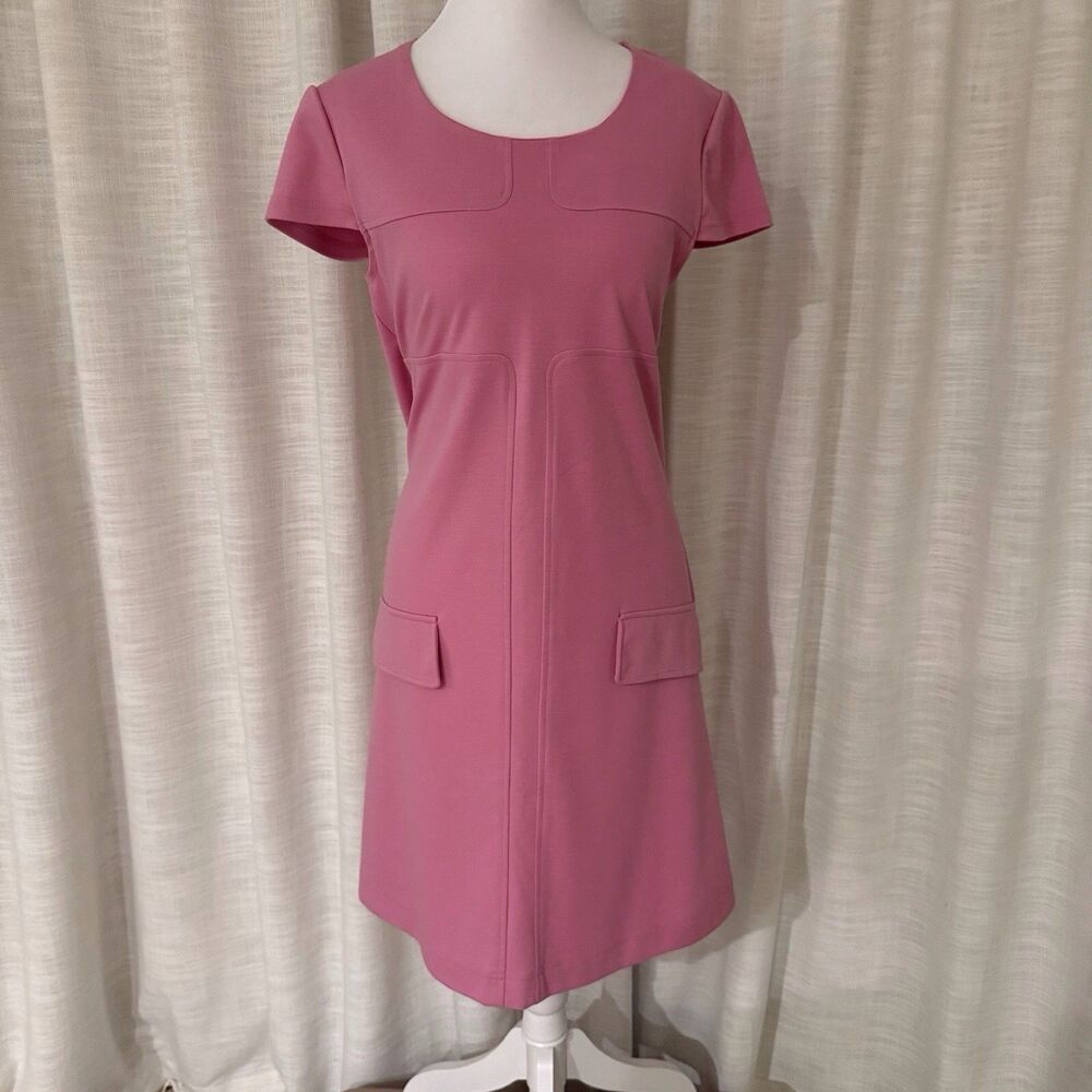 Sunny Leigh Women’s Pink short‎ sleeve stretch knit career dress size 6 Sheath